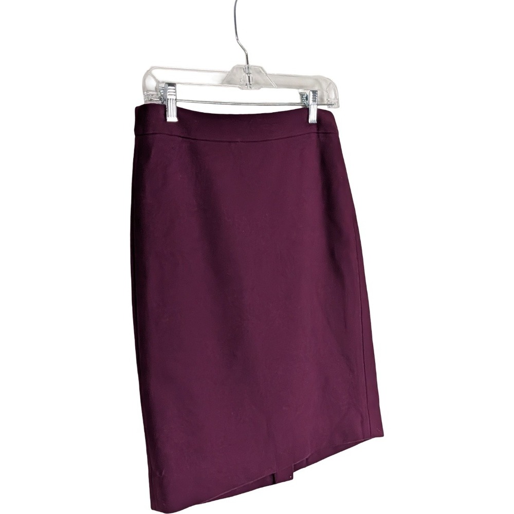 J.Crew The Pencil Skirt Women‎ 2 Burgundy Wool Blend Professional Office - Picture 2 of 10